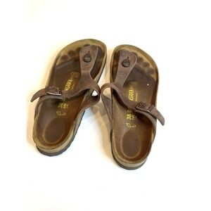 Birkenstock Gizeh Brown Leather Thong Sandals Women's Size 38 Shoes Buckle
